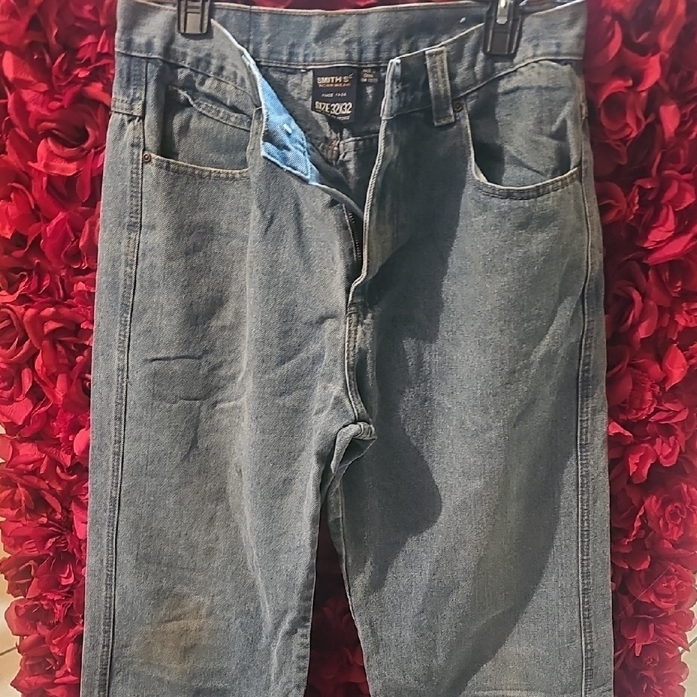 SMITH'S Classic Relaxed Indigo Work Jeans Size 32 X 32 - Some Wear Stains Front